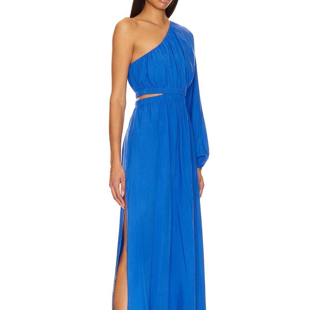 Mink pink one shoulder maxi dress
